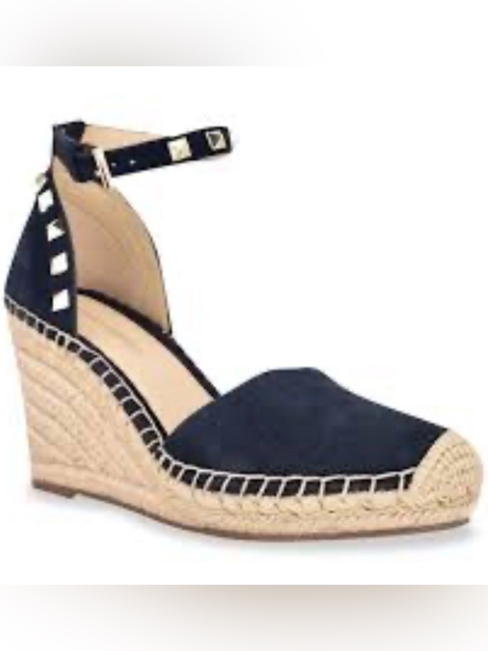 Marc Fisher Sakti Espadrille Studded Blue Suede Close Toe Sandals size 7